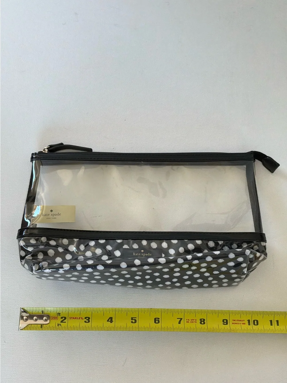 Kate Spade New York Black White Polka Dot Clear Vinyl Cosmetic Travel Makeup Bag
